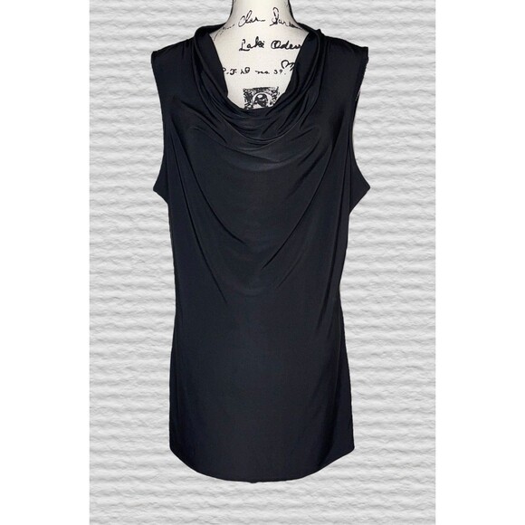 Dana Buchman Cowl Neck Sleeveless Blouse Womens XL Black Basic Layering Career - Picture 1 of 7